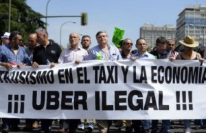 Marcha de protesta en Madrid contra Uber